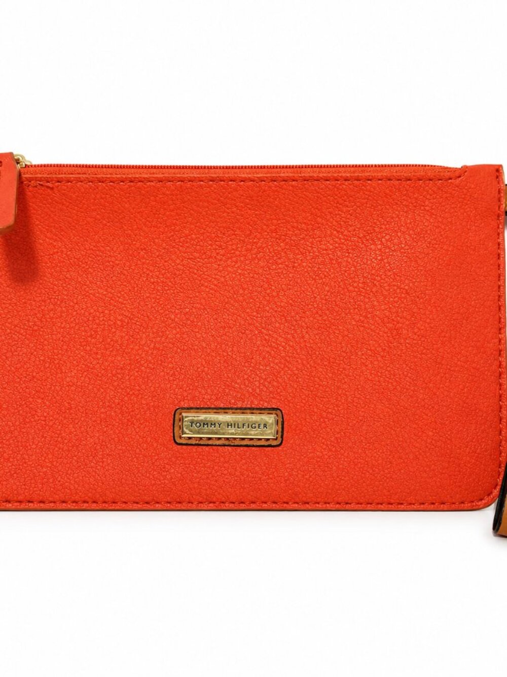 Tommy Hilfiger - Women's Orange Pebbled Wristlet / Coin Purse - EUC